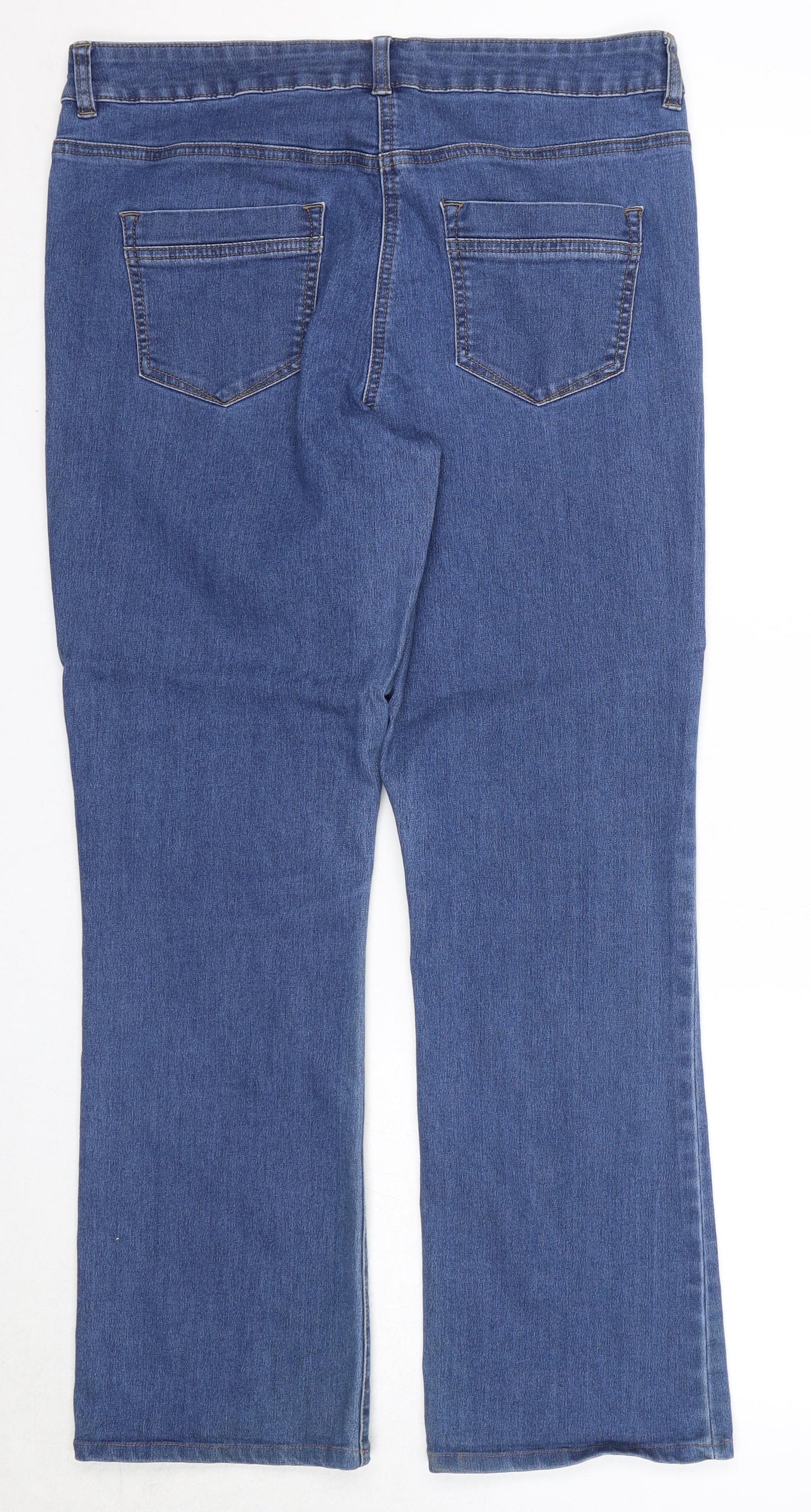 Bonmarché Womens Blue Cotton Bootcut Jeans Size 14 Regular Zip