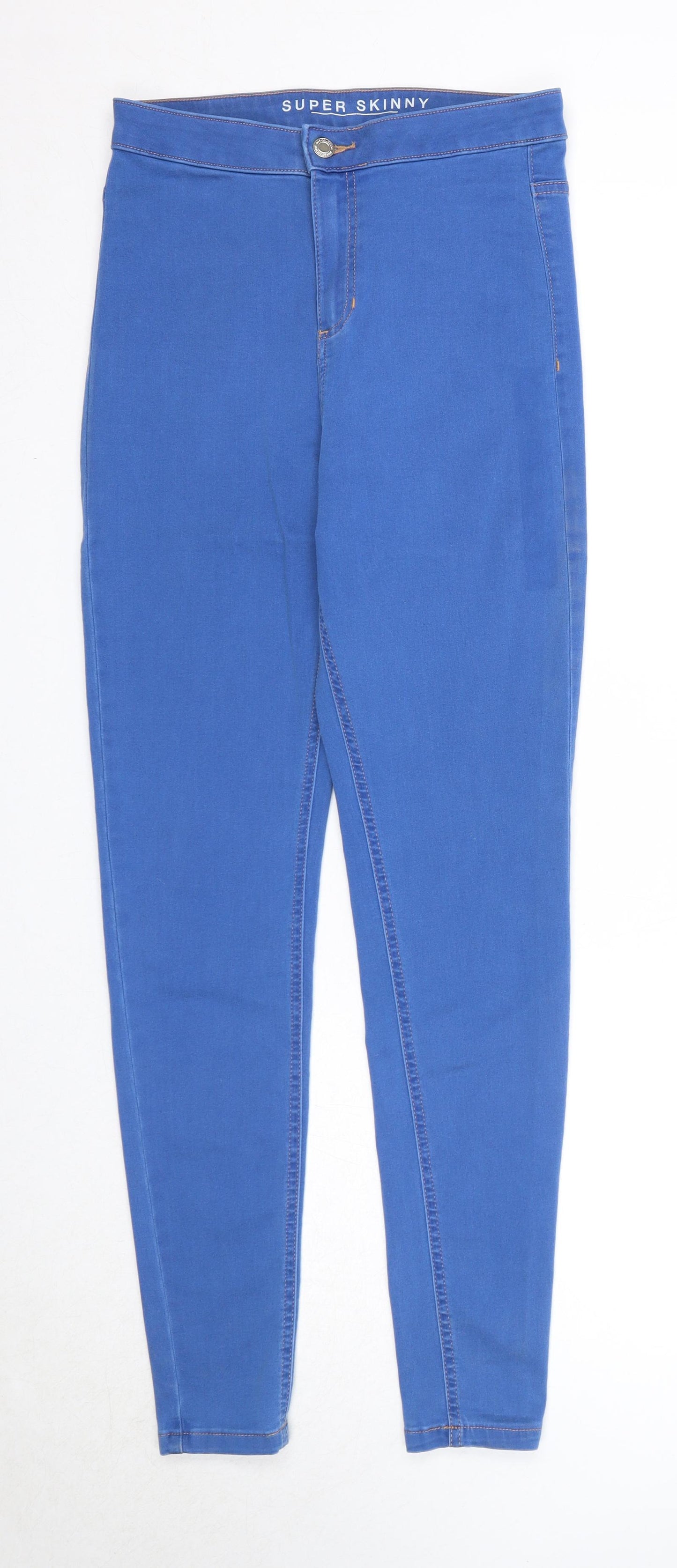 Marks and Spencer Womens Blue Cotton Skinny Jeans Size 10 Regular Zip