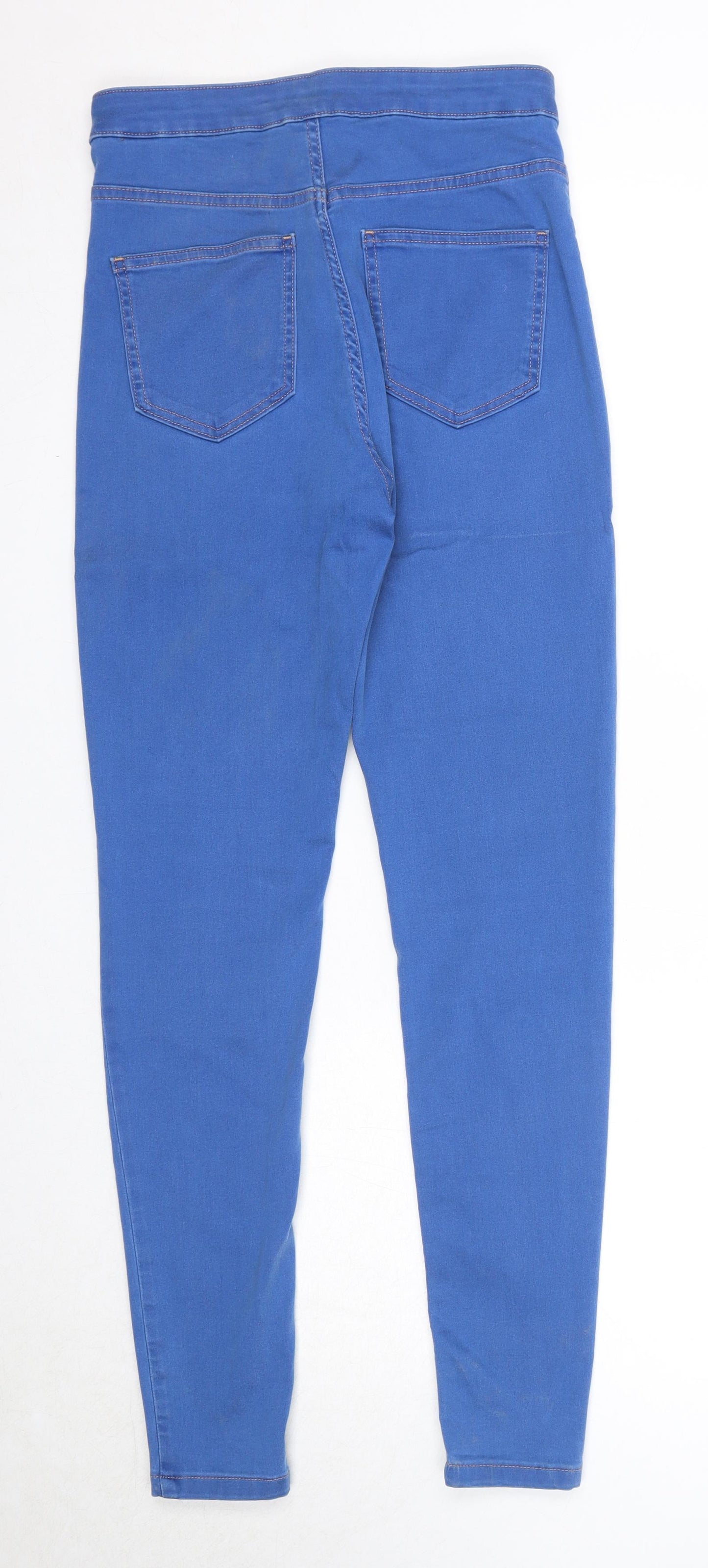 Marks and Spencer Womens Blue Cotton Skinny Jeans Size 10 Regular Zip