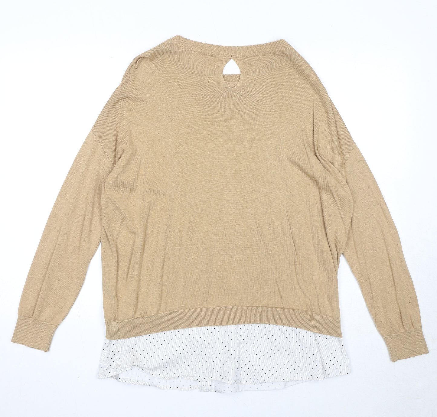 NEXT Womens Beige Round Neck Polka Dot Viscose Pullover Jumper Size 16