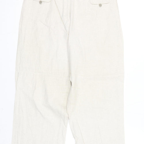 Finess Womens Beige Linen Trousers Size 14 Regular Zip