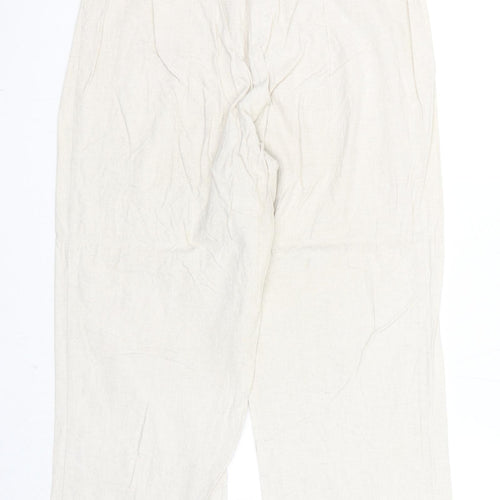 Finess Womens Beige Linen Trousers Size 14 Regular Zip