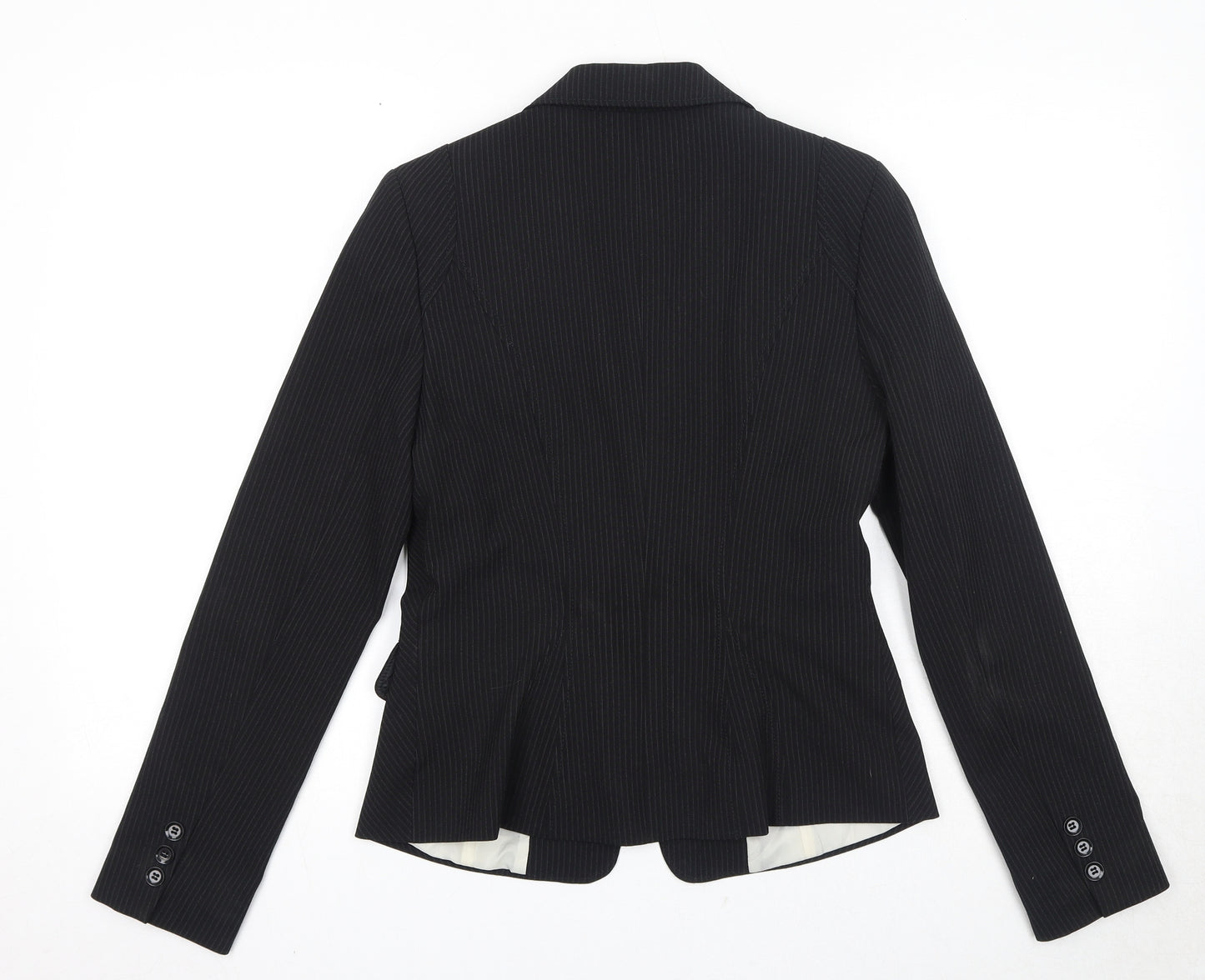 New Look Womens Black Striped Polyester Jacket Suit Jacket Size 12