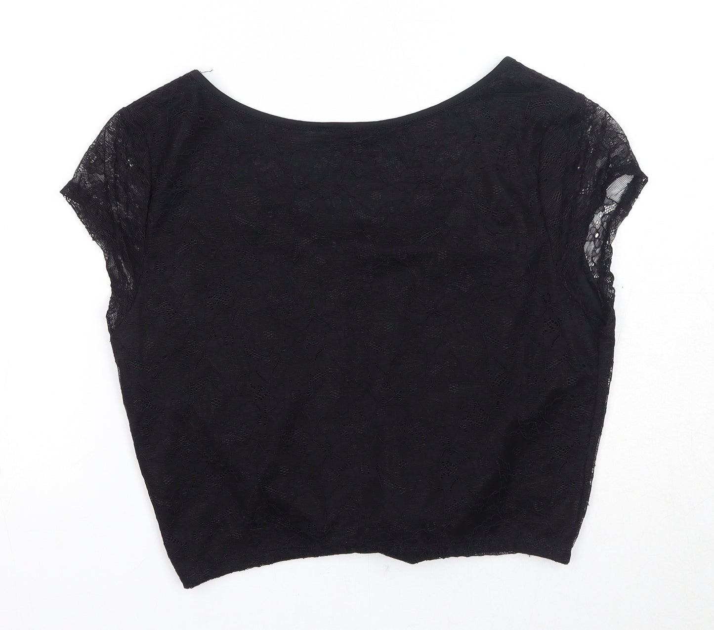 H&M Womens Black Polyester Basic T-Shirt Size 14 Round Neck