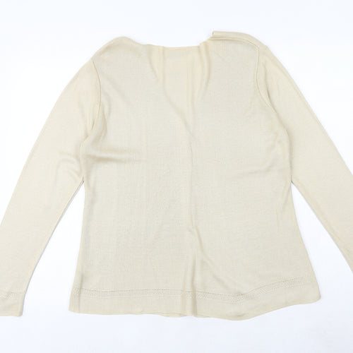 BHS Womens Beige V-Neck Acrylic Cardigan Jumper Size 14