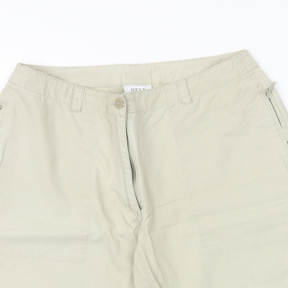 NEXT Womens Beige 100% Cotton Chino Shorts Size 10 Regular Zip
