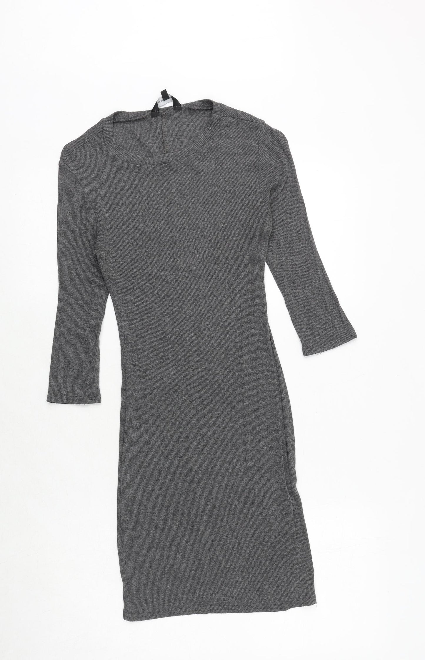 New Look Womens Grey Viscose Jumper Dress Size 12 Round Neck Pullover
