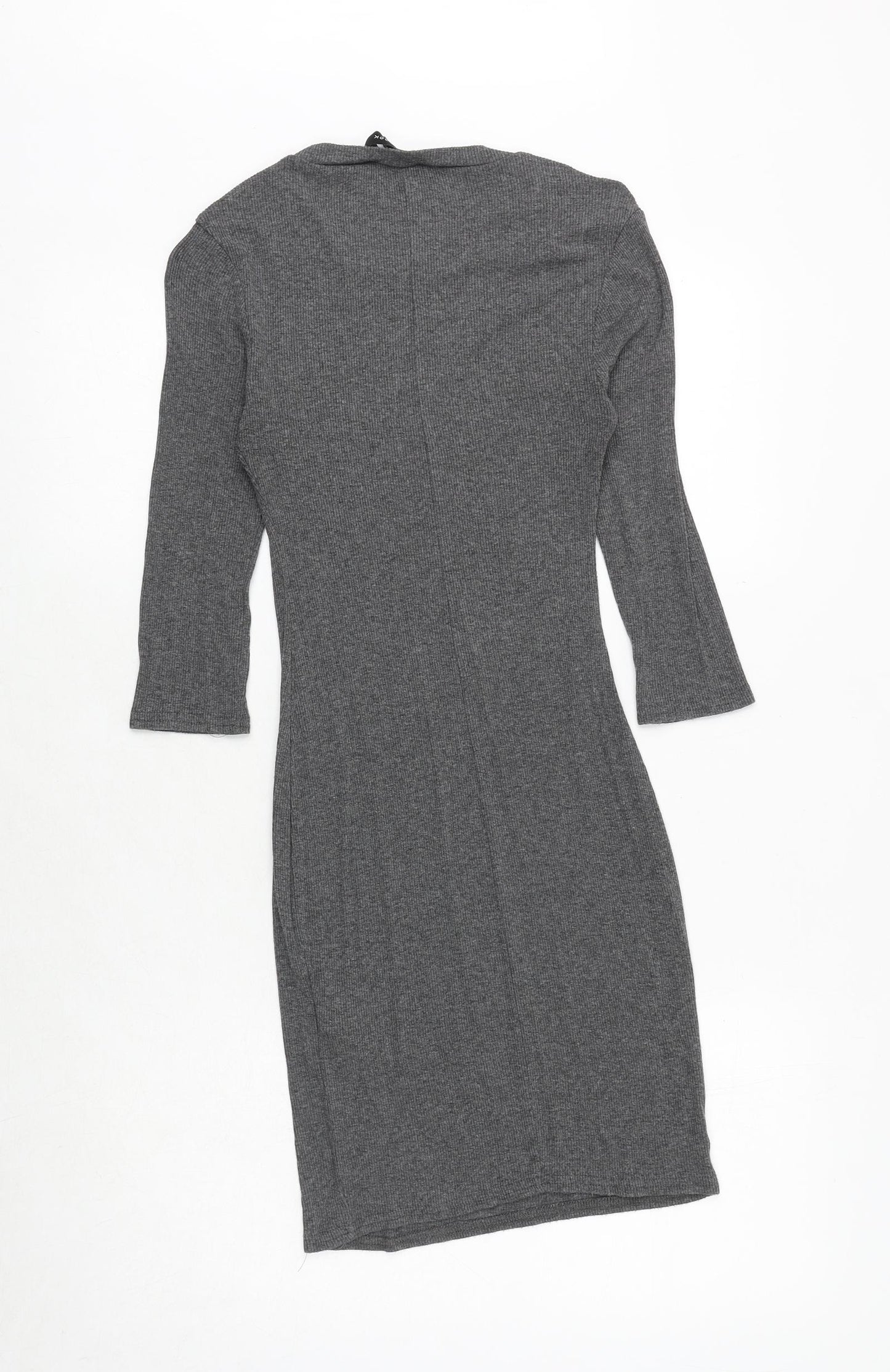 New Look Womens Grey Viscose Jumper Dress Size 12 Round Neck Pullover