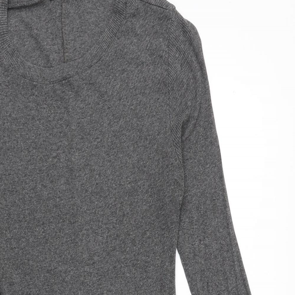 New Look Womens Grey Viscose Jumper Dress Size 12 Round Neck Pullover