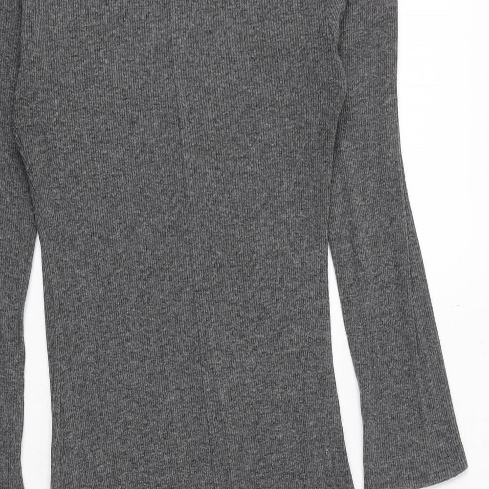 New Look Womens Grey Viscose Jumper Dress Size 12 Round Neck Pullover