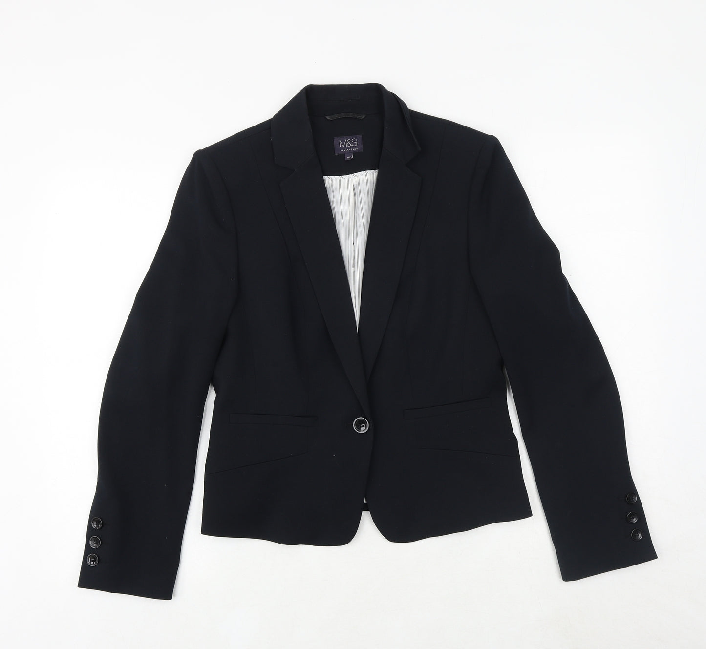Marks and Spencer Womens Black Jacket Blazer Size 10 Button