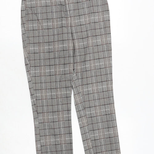 H&M Womens Grey Plaid Cotton Chino Trousers Size 10 Regular