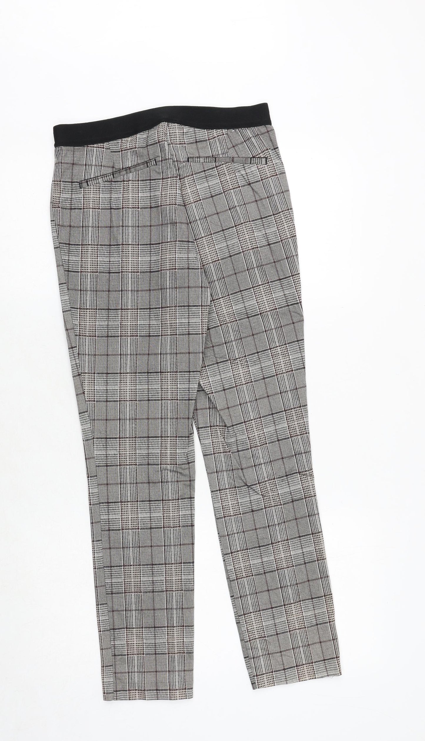 H&M Womens Grey Plaid Cotton Chino Trousers Size 10 Regular