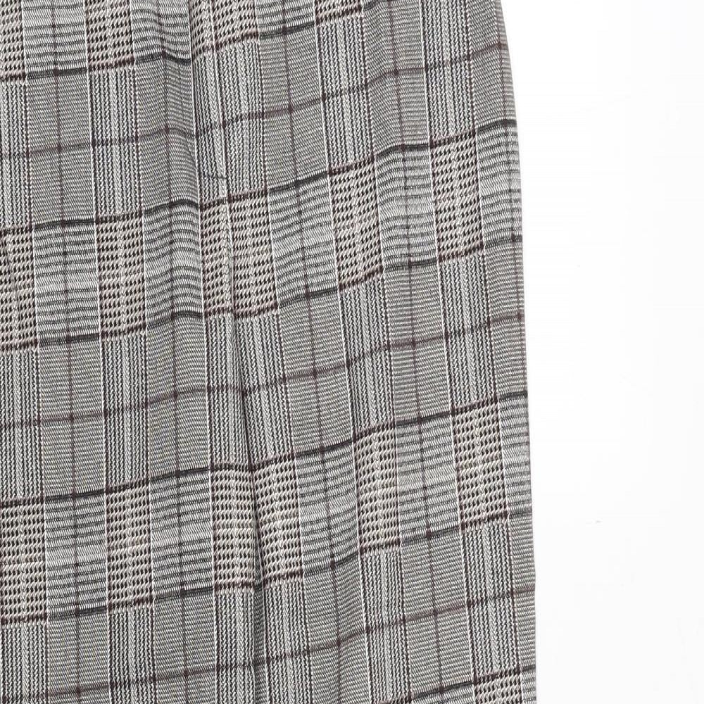 H&M Womens Grey Plaid Cotton Chino Trousers Size 10 Regular