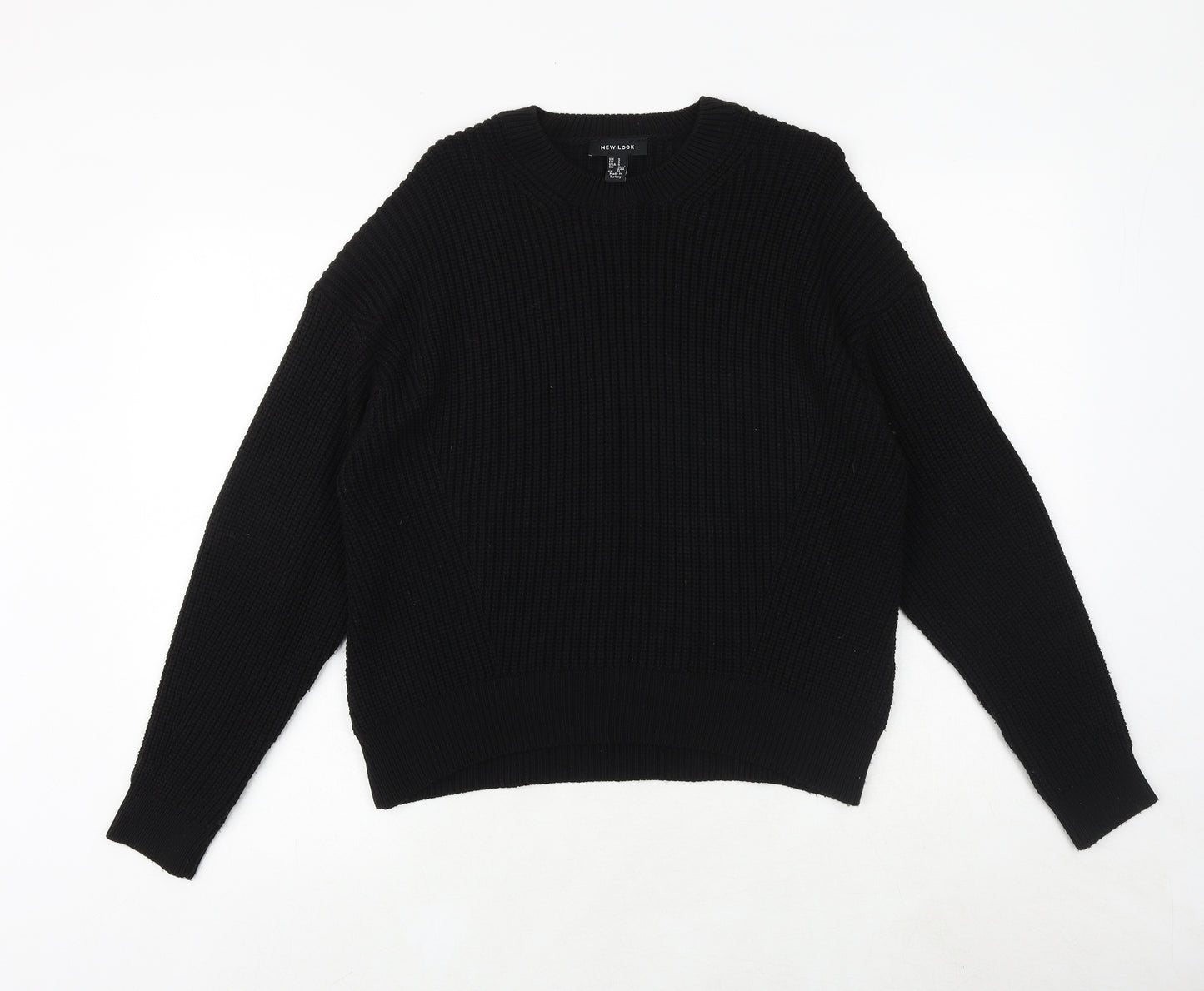 New Look Womens Black Round Neck Acrylic Pullover Jumper Size S