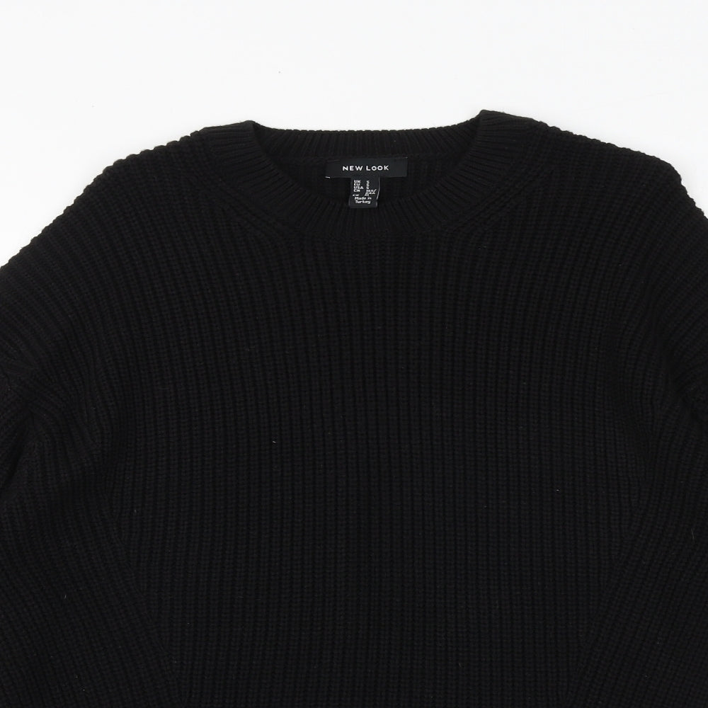 New Look Womens Black Round Neck Acrylic Pullover Jumper Size S