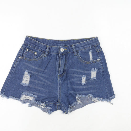 Jeans Womens Blue Cotton Cut-Off Shorts Size M Regular Zip