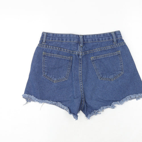 Jeans Womens Blue Cotton Cut-Off Shorts Size M Regular Zip