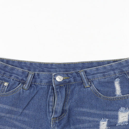 Jeans Womens Blue Cotton Cut-Off Shorts Size M Regular Zip