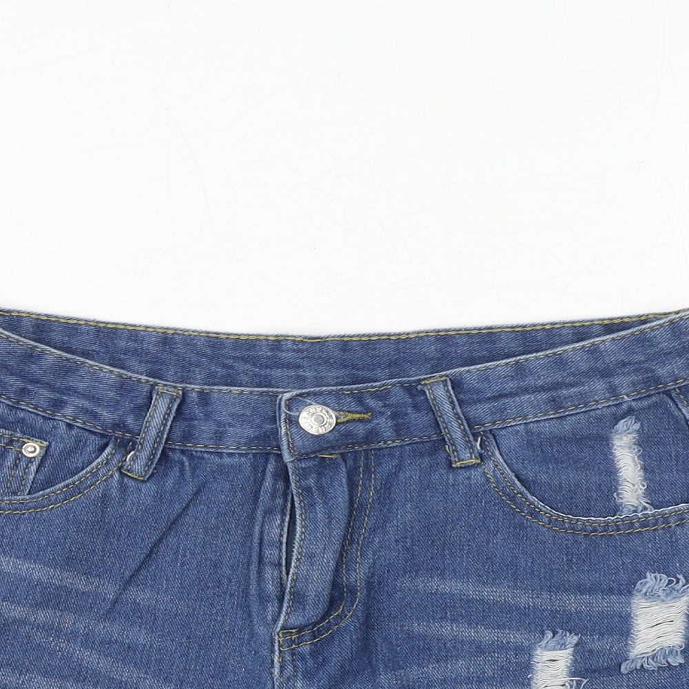 Jeans Womens Blue Cotton Cut-Off Shorts Size M Regular Zip