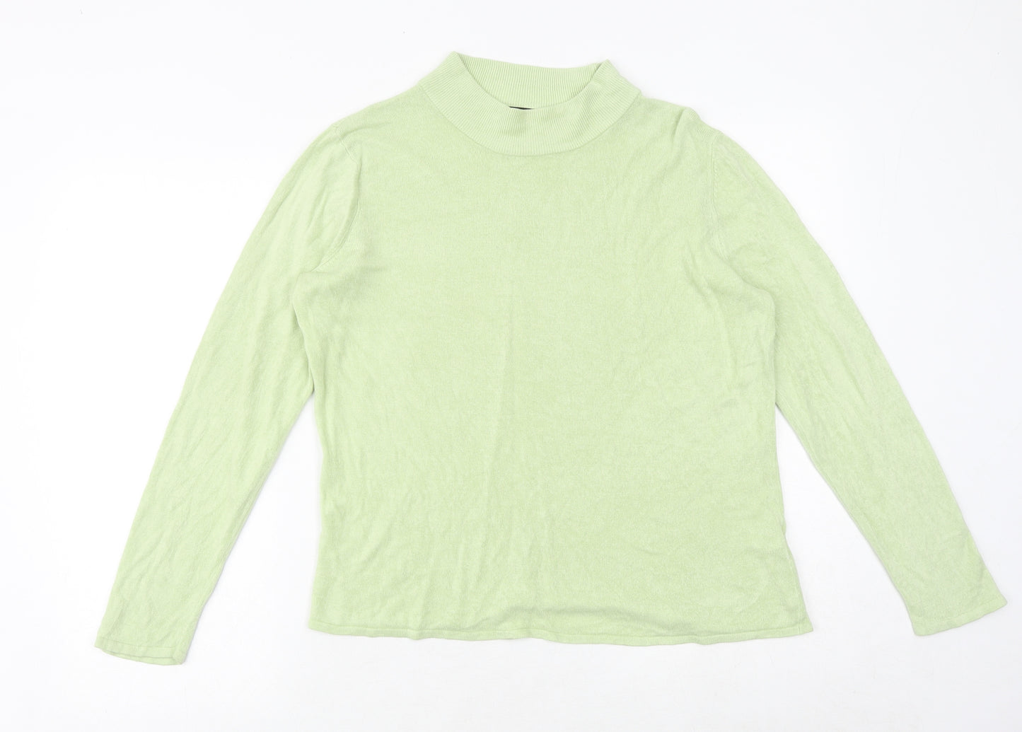 Bonmarché Womens Green Mock Neck Acrylic Pullover Jumper Size M