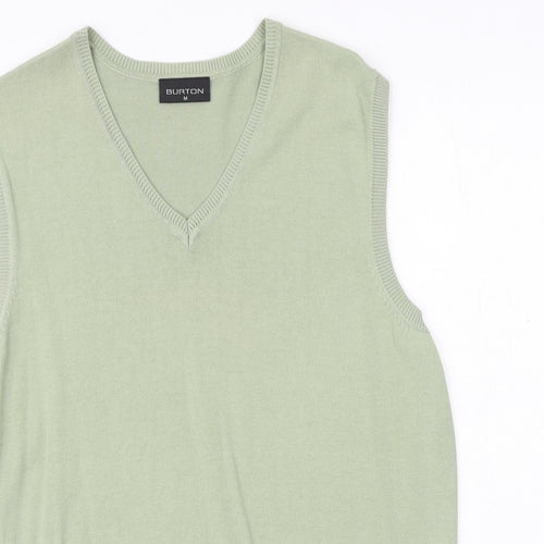 Burton Mens Green V-Neck Cotton Pullover Jumper Size M Sleeveless