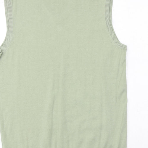 Burton Mens Green V-Neck Cotton Pullover Jumper Size M Sleeveless