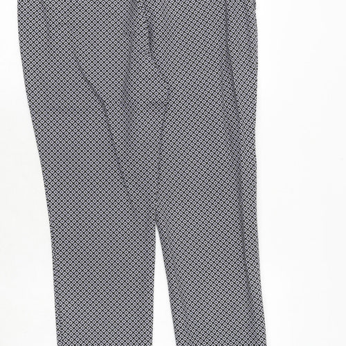 Katherine Barclay Womens Blue Geometric Cotton Chino Trousers Size 14 Regular Zip