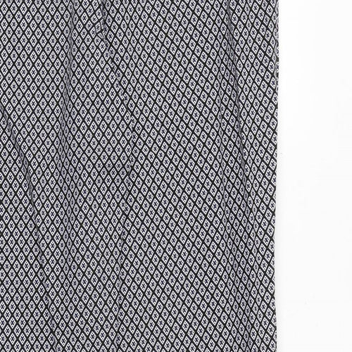 Katherine Barclay Womens Blue Geometric Cotton Chino Trousers Size 14 Regular Zip