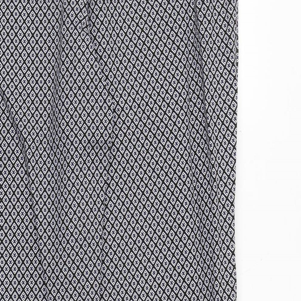 Katherine Barclay Womens Blue Geometric Cotton Chino Trousers Size 14 Regular Zip
