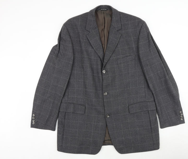 Bruno Saint Hilaire Mens Grey Geometric Polyester Jacket Suit Jacket Size 40 Regular