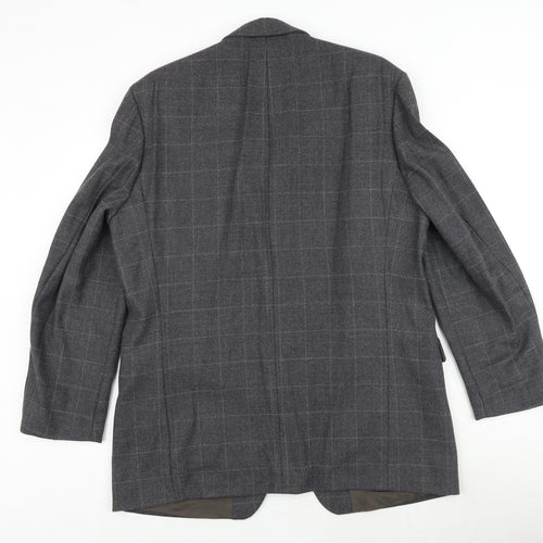 Bruno Saint Hilaire Mens Grey Geometric Polyester Jacket Suit Jacket Size 40 Regular
