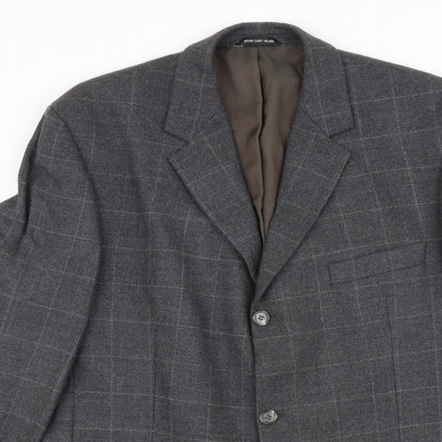 Bruno Saint Hilaire Mens Grey Geometric Polyester Jacket Suit Jacket Size 40 Regular