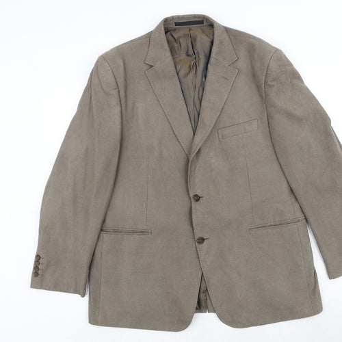 Marks and Spencer Mens Brown Geometric Polyester Jacket Suit Jacket Size 44 Regular