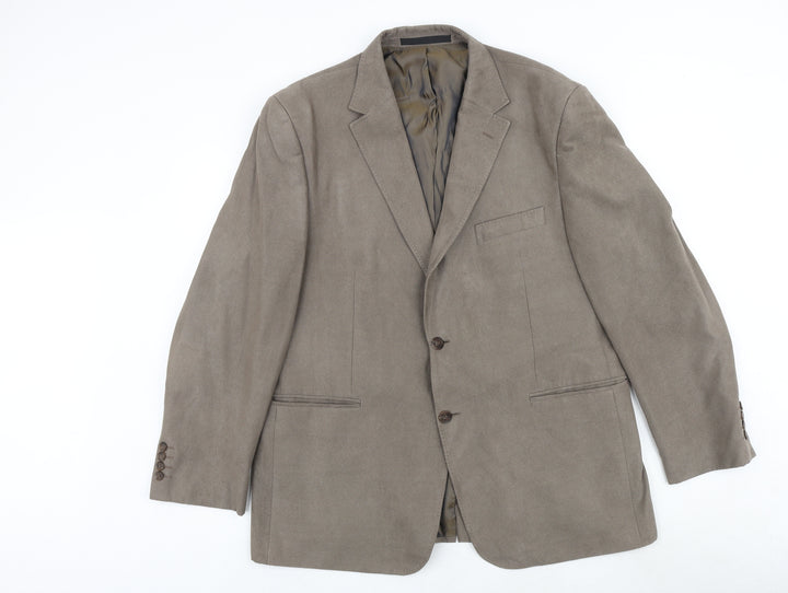 Marks and Spencer Mens Brown Geometric Polyester Jacket Suit Jacket Size 44 Regular