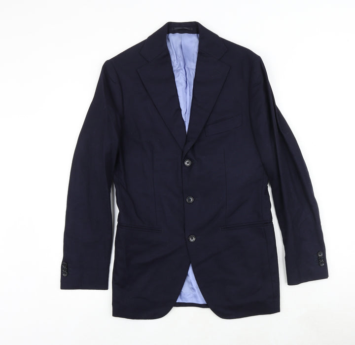 lazio Mens Blue Polyester Jacket Suit Jacket Size 36 Regular