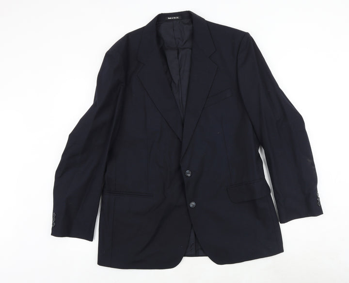 St Michael Mens Blue Polyester Jacket Suit Jacket Size 42 Regular