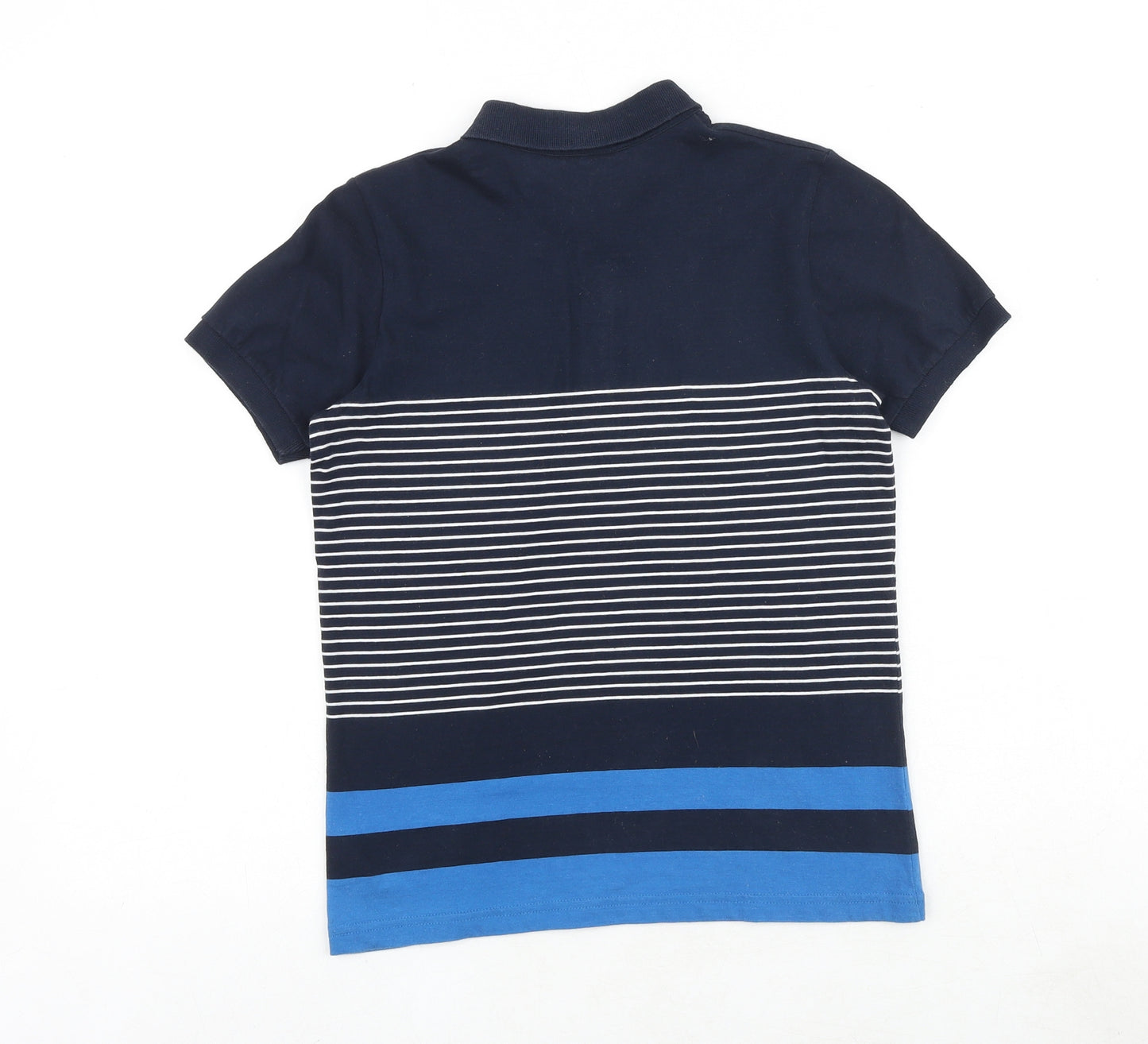 NEXT Boys Blue Striped 100% Cotton Pullover Polo Size 9 Years Collared Button