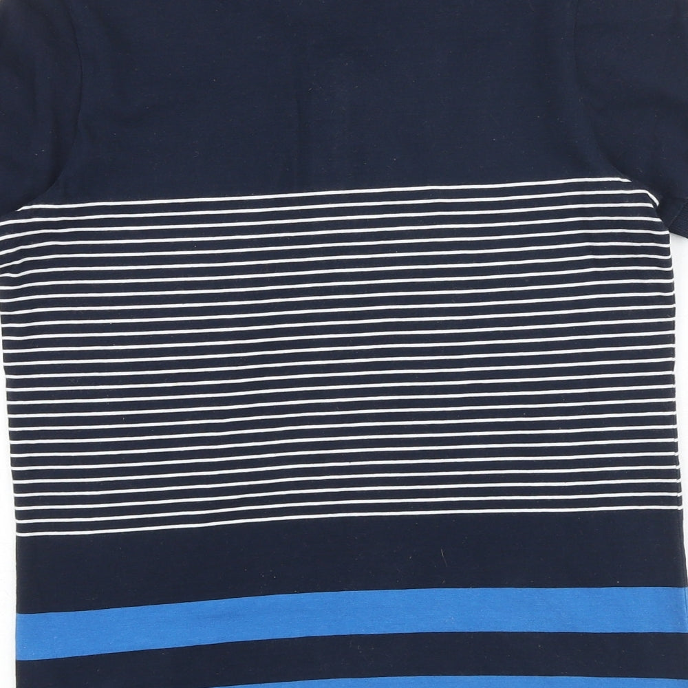 NEXT Boys Blue Striped 100% Cotton Pullover Polo Size 9 Years Collared Button