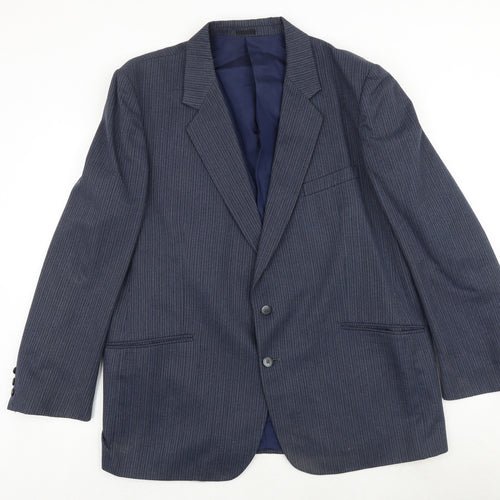 Holden Mens Blue Striped Polyester Jacket Suit Jacket Size 42 Regular