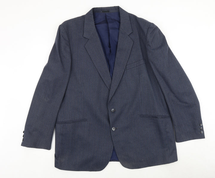Holden Mens Blue Striped Polyester Jacket Suit Jacket Size 42 Regular