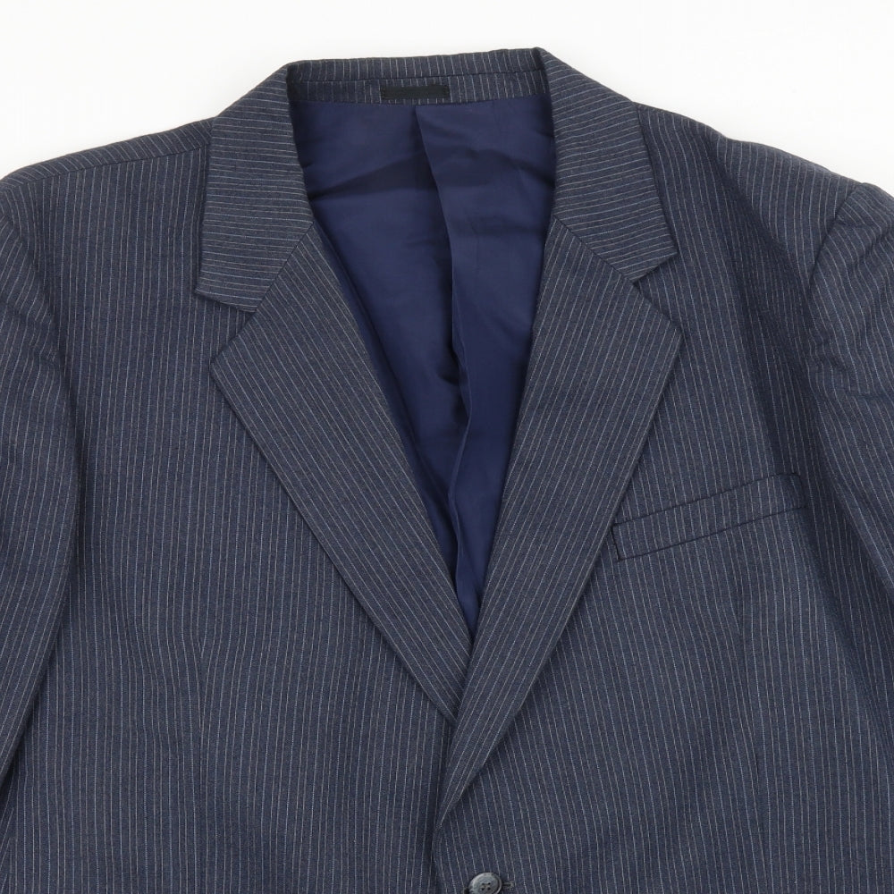 Holden Mens Blue Striped Polyester Jacket Suit Jacket Size 42 Regular
