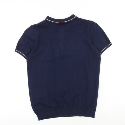 NEXT Boys Blue Cotton Pullover Polo Size 9 Years Collared Button