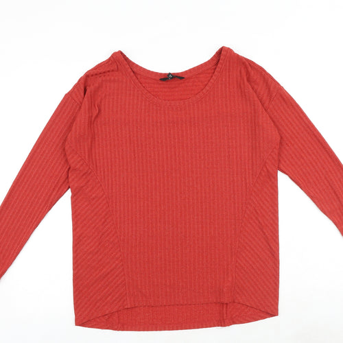 NEXT Womens Red Polyester Basic Blouse Size 12 Round Neck