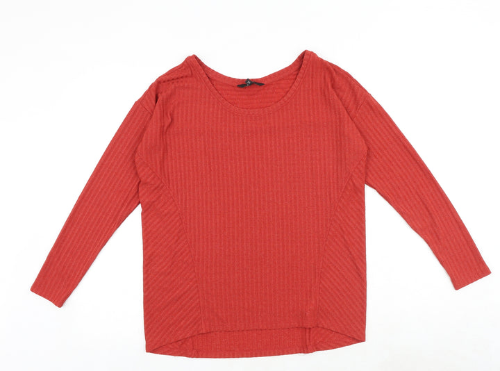 NEXT Womens Red Polyester Basic Blouse Size 12 Round Neck