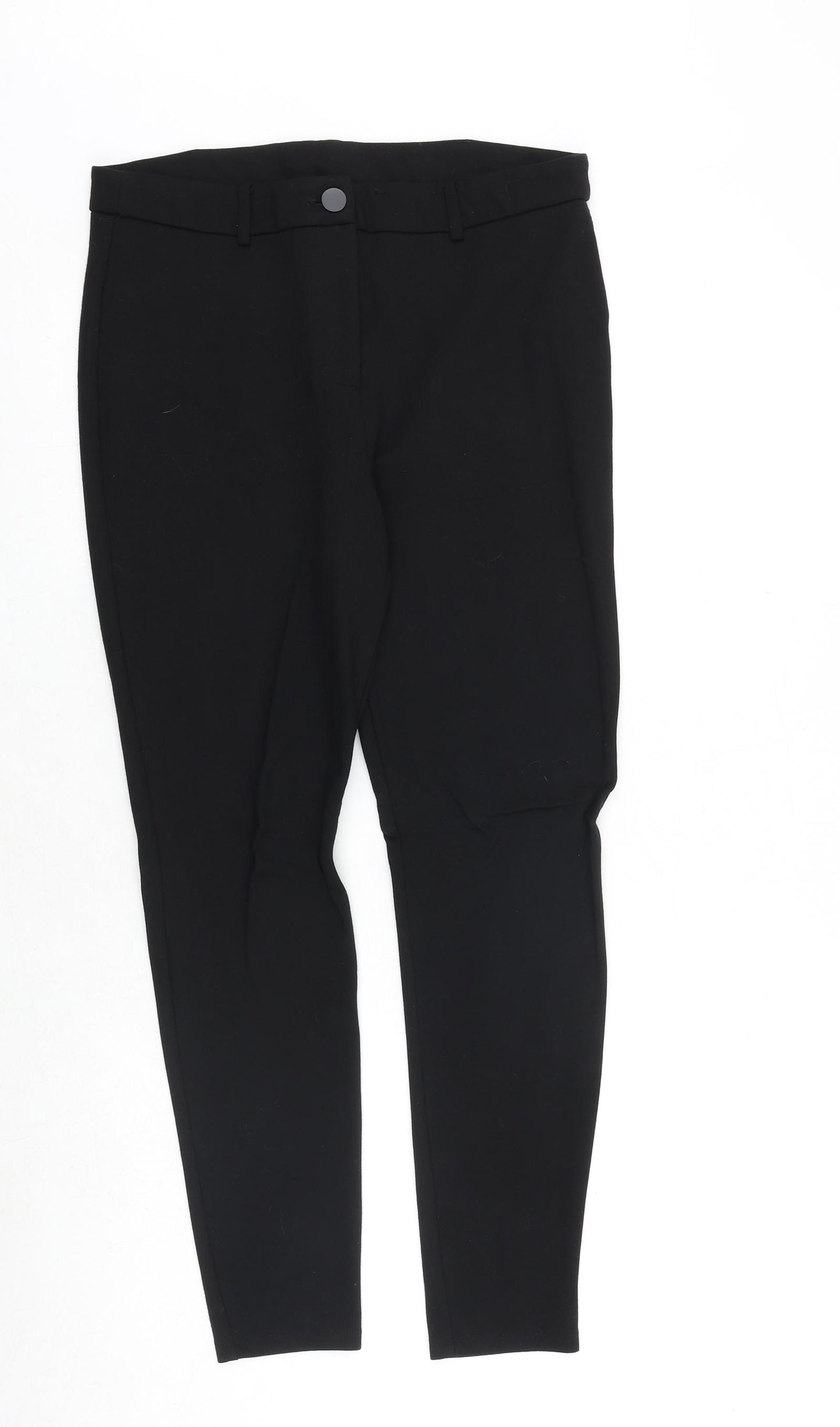 Dorothy Perkins Womens Black Viscose Capri Trousers Size 14 Regular Zip