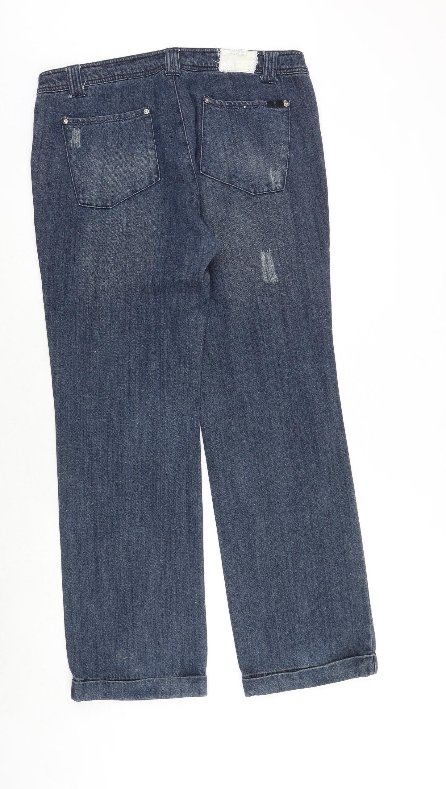 Golddigga Womens Blue Cotton Straight Jeans Size 14 Regular Zip
