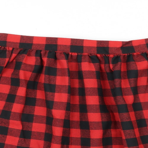 Affliction Black Premium Womens Red Check Cotton Skater Skirt Size XL Zip