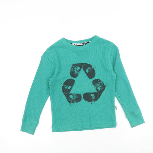Shaw White Boys Green Cotton Pullover T-Shirt Size XS Round Neck Pullover - Textured Skateboard