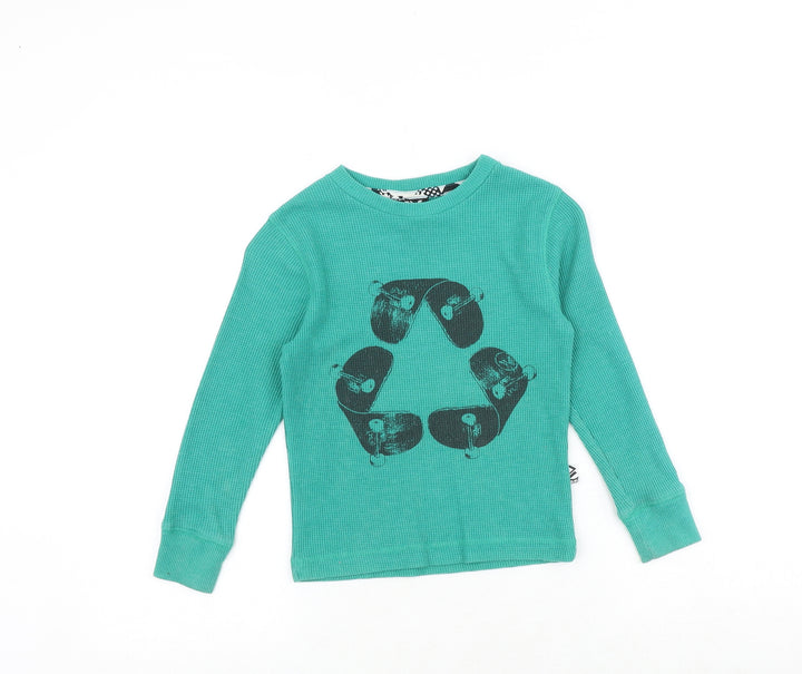 Shaw White Boys Green Cotton Pullover T-Shirt Size XS Round Neck Pullover - Textured Skateboard